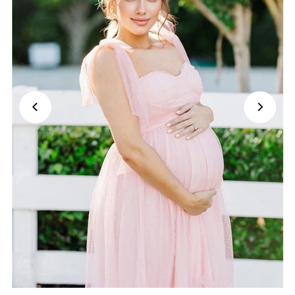 Light Pink Polka Dot Bow Ruffle Falbala Tie-Shoulder A-line Tulle Princess Maxi - Picture 6 of 7